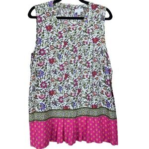 J Jill Womens Tank Tunic Top Large Lightweight Floral Fairy Cottagecore Bohemian